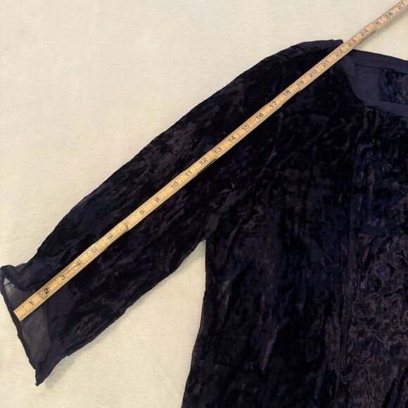 South Main Women Crushed Velvet Top Blouse Size XL Mature Holiday Midnight Blue - Picture 6 of 10